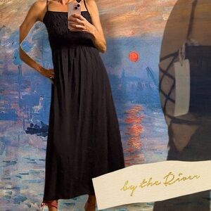 BY THE RIVER Elegant Black Maxi Dress